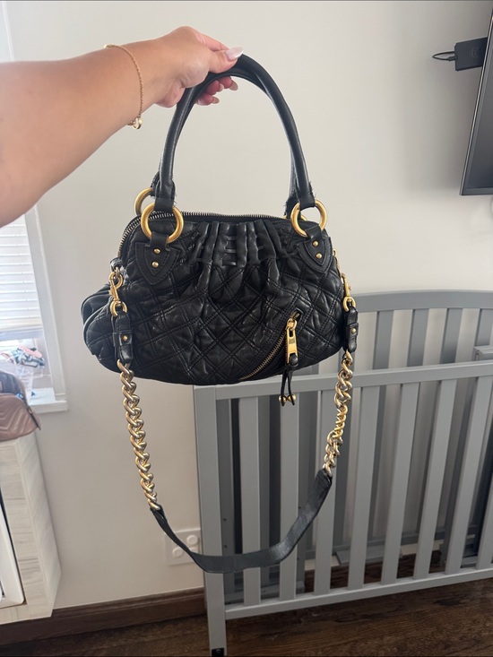 Marc Jacobs Handbags - Marc Jacobs Black Quilted Leather Shoulder Bag with Gold Hardware